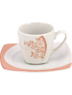 WM Collection Σετ Φλιτζάνια Espresso & Ελληνικού Καφέ Πορσελάνης Λευκά Κοραλί 100ml 6τμχ N5011