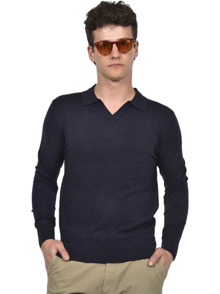 Berto Lucci Ανδρική Μπλούζα Polo Μακρυμάνικη Navy Μπλε 07262-248504-5006