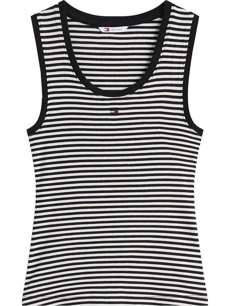 Tommy Jeans Γυναικείο Καλοκαιρινό Top Ριπ Μαύρο DW0DW20673-0AQ