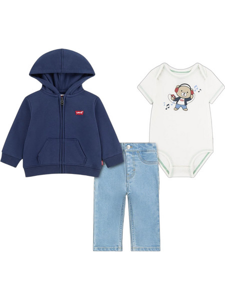 Levi's Βρεφικό Σετ για Αγόρι Χειμωνιάτικο Navy Μπλε Γαλάζιο Λευκό 6ER557-BCF