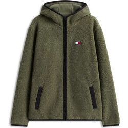 Tommy Jeans Ανδρική Ζακέτα Fleece με Κουκούλα και Φερμουάρ Χακί DM0DM19224-M04