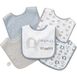 Serafino Mamas Little Peanut Σαλιάρα Υφασμάτινη με Αυτοκόλλητο Λευκή Βεραμάν 5τμχ