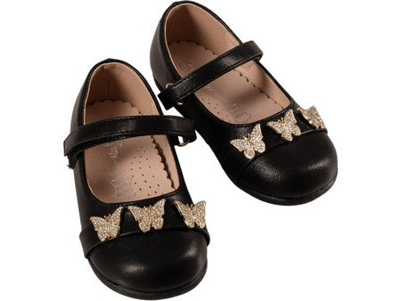 Zak Shoes Παιδικές Μπαλαρίνες Δερμάτινες με Σκρατς Μαύρες SD12325