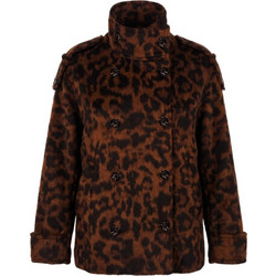 Funky Buddha Γυναικείο Ημίπαλτο Μάλλινο Animal Print Σοκολατί FBL014-129-01