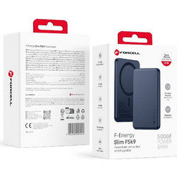 Forcell F-Energy Slim F5K9 Wireless Magsafe Power Bank 5000mAh 15W με Θύρα USB-C Quick Charge 4.0 & Power Delivery Navy Blue