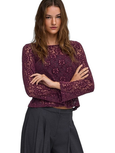 Only Γυναικείο Χειμερινό Crop Top Μπορντό 15383492