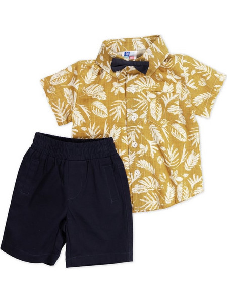 New College Βρεφικό Σετ για Αγόρι Καλοκαιρινό Κίτρινο Μαύρο 35-38200