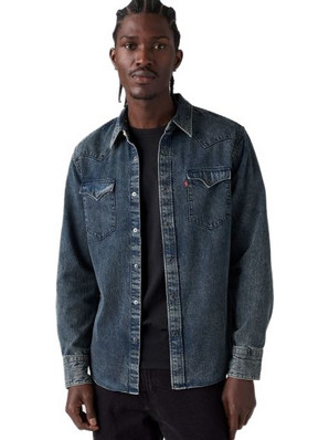 Levi's Ανδρικό Πουκάμισο Τζιν Μακρυμάνικο Κανονική Γραμμή Overshirt Μπλε 85744-0132