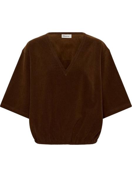 My Essential Wardrobe Γυναικείο Χειμερινό Crop Top Βελούδινο Σοκολατί 10705677-181027