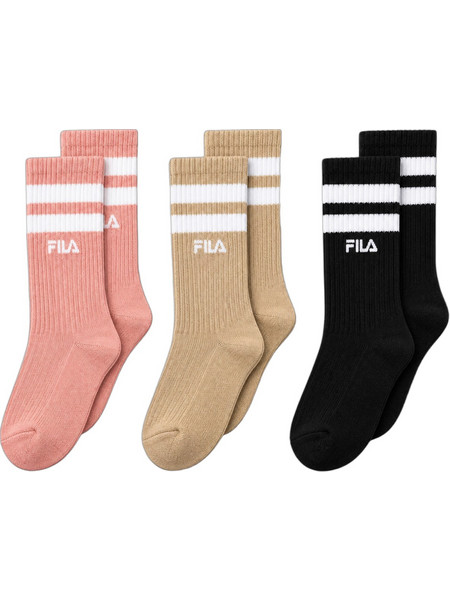 Fila Γυναικείες Κάλτσες Μαύρες Μπεζ Σομόν 3Pack F9090DR-745