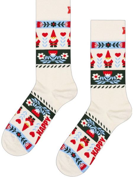 Happy Socks Folklore Χριστουγεννιάτικες Ανδρικές Κάλτσες Ψηλές Μπεζ P006277