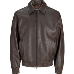 Jack & Jones Ανδρικό Μπουφάν Χειμωνιάτικο Δερματίνη Καφέ 12308289
