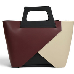 Passaggio Leather Γυναικεία Τσάντα Χειρός Δερμάτινη Μπορντό Μπεζ 5470-KR-21