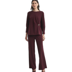 Fibes Fashion Ανοιξιάτικο Γυναικείο Σύνολο Μπλούζα & Παντελόνι Μπορντό 02-2880