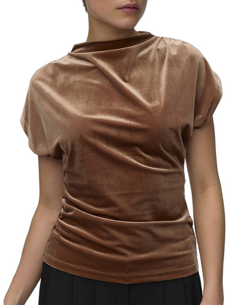 Vero Moda Γυναικείο Χειμερινό Top Βελούδινο Καφέ 10352215