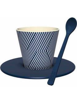iDrink Optical Φλιτζάνι Espresso & Ελληνικού Καφέ Λευκό Μπλε 90ml ID5223