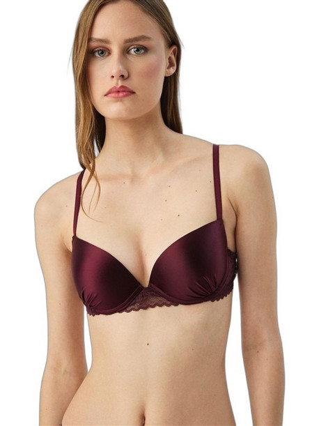 Minerva Σουτιέν Push Up με Μπανέλα Μπορντό 90-8461C-456