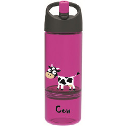 Carl Oscar Drink & Eat Cow Παιδικό Μπουκάλι Πλαστικό BPA Free με Καλαμάκι Μωβ 450ml