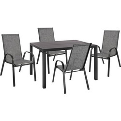 HomeMarkt Σετ Τραπεζαρία Κήπου Μεταλλικό 5τμχ Γκρι HM10525