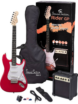 Soundsation Rider GP Bundle Ηλεκτρική Κιθάρα ST Style με SSS Μαγνήτες και Ταστιέρα Rosewood Candy Apple Red