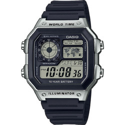Casio Standard Ψηφιακό Ανδρικό Ρολόι Χρονογράφος με Μαύρο Καουτσούκ Λουράκι AE-1200WH-1CVEF