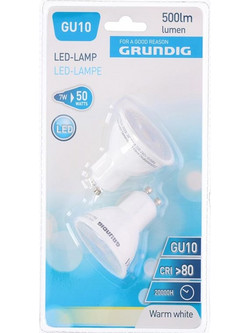 Grundig Σετ Λάμπες Σποτάκια 2 τεμαχίων LED 50W υποδοχής GU10 500lm - Grundig