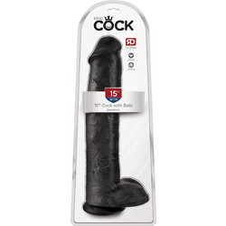 Pipedream King Cock 15" Ρεαλιστικό Dildo με Βεντούζα & Όρχεις 38cm Μαύρο