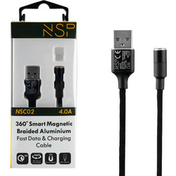 NSP ΚΑΛΩΔΙΟ USB-A ΦΟΡΤΙΣΗΣ-DATA MAGNETIC BRAIDED NSC02 4.0A QC 3.0 1.2m BLACK NSP