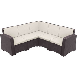 Allibert Monaco Γωνιακός Καναπές Εξωτερικού Χώρου Rattan Καφέ 207x207x79cm 53.0802