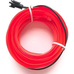 EL Wire 2 m / 6 Ft Flexible Soft Hose Wire Lights DC 12 V for Car, 360 Degree Illumination (Red)
