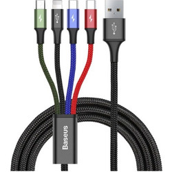 Baseus CA1T4-B01 Fast 4in1 Cable Lightning, 2x USB-C, MicroUSB 3.5A 1.2m Black