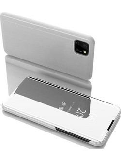 Θήκη Huawei Y5p OEM Mirror Surface Series Flip Window δερματίνη ασημί