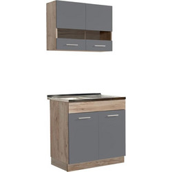 Κουζίνα Dalila 80S Grey Oak/Γκρι 80x60x200εκ