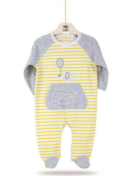 BiBaby Elephant Stripes Φορμάκι Μακρυμάνικο για Αγόρι Κίτρινο