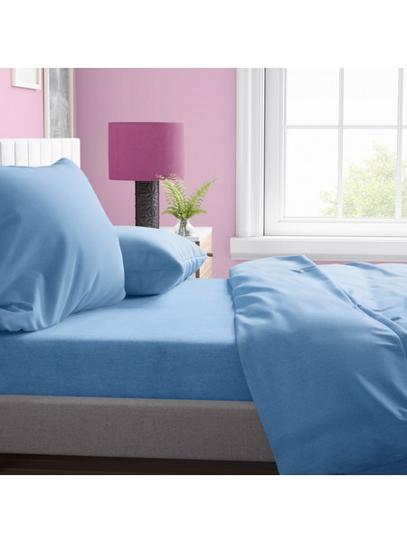 Dimcol Σετ Σεντόνια King Size Βαμβακερά 240x270 Solid 498 Sky