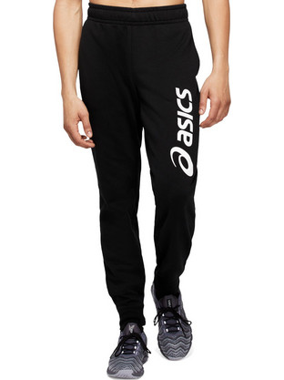 ASICS Big Logo Ανδρικό Παντελόνι Φόρμας Fleece με Λάστιχο Μαύρο 2031A977-005