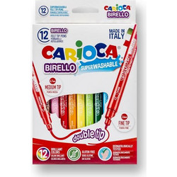 Carioca Birello Superwashable Double Tip Μαρκαδόροι Ζωγραφικής Σετ 12 Χρωματα 12τμχ