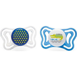 Chicco PhysioForma Light Ανατομικές Ορθοδοντικές Πιπίλες Σιλικόνης Νυκτός 16-36m Κροκοδειλάκι Πουά 2τμχ