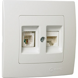 Makel Lillium Πρίζα Τηλεφώνου RJ11 & Δικτύου Data RJ45 Cat6 Λευκή (32001137)