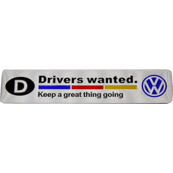 ΣΗΜΑ ΑΥΤΟΚΟΛΛΗΤΟ VOLKSWAGEN DRIVERS WANTED 12x2,5CM ΜΕΤΑΛΛΙΚΟ