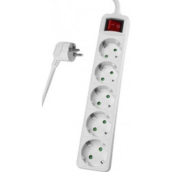 POWERTECH πολύπριζο PT-878, 5x schuko, 16A, 5m, λευκό