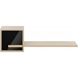 Curtys ράφι τοίχου με ντουλάπι 130x25x40εκ. Sonoma Oak / Μαύρη γυαλιστερή λάκα