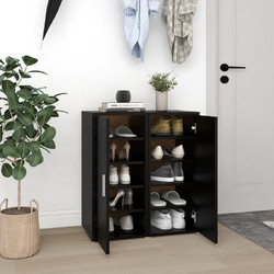 vidaXL Παπουτσοθήκη Ξύλινη Μαύρη Μ35xΠ32xΥ70cm 808957