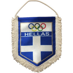 Λάβαρο Mini σατέν με κρόσσια HELLAS 14x12cm