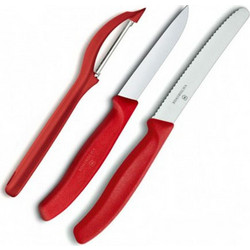 Mαχαίρια Κουζίνας Victorinox Σετ 2 με Peeler-Κόκκινο