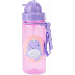 Skip Hop Zoo Φάλαινα Παιδικό Μπουκάλι Πλαστικό BPA Free με Καλαμάκι Ροζ 384.5ml