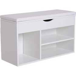 HOMCOM Παπουτσοθήκη Σκαμπό Ξύλινη 47x80x30cm 837-005