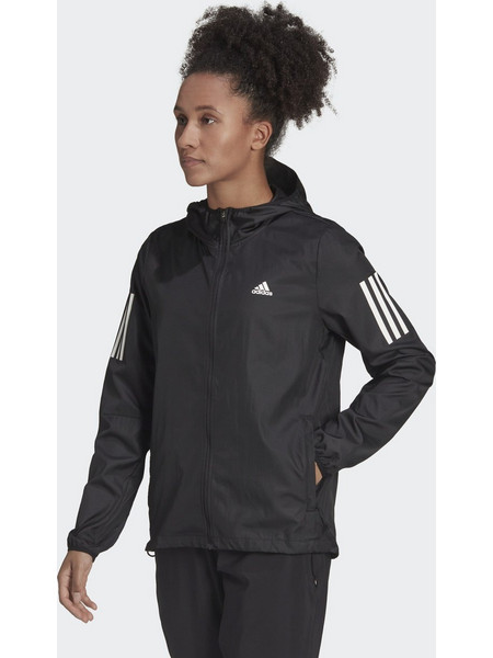 Adidas Own The Run Αθλητικό Γυναικείο Μπουφάν Softshell Κοντό Αντιανεμικό Μαύρο H59271