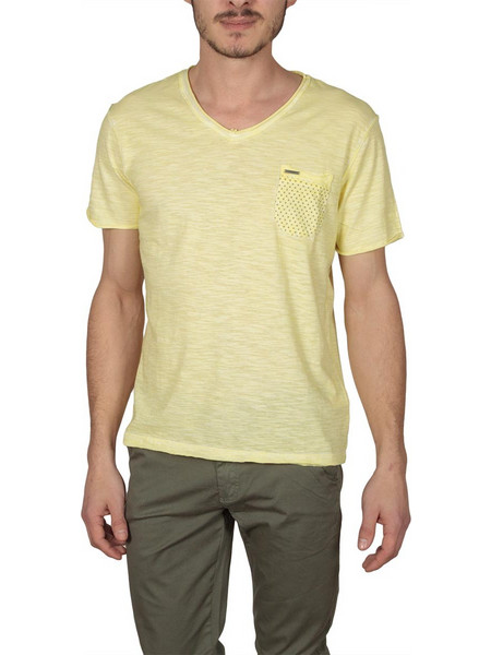 Ryujee ανδρικό T-shirt κίτρινο με τσεπάκι ryts-4034-ye