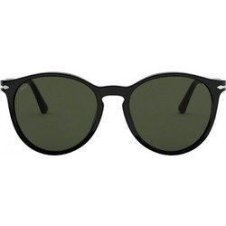 Persol PO3228S 95/31 Ανδρικά Γυαλιά Ηλίου Στρογγυλά Κοκάλινα Μαύρα με Πράσινο Polarized Φακό
